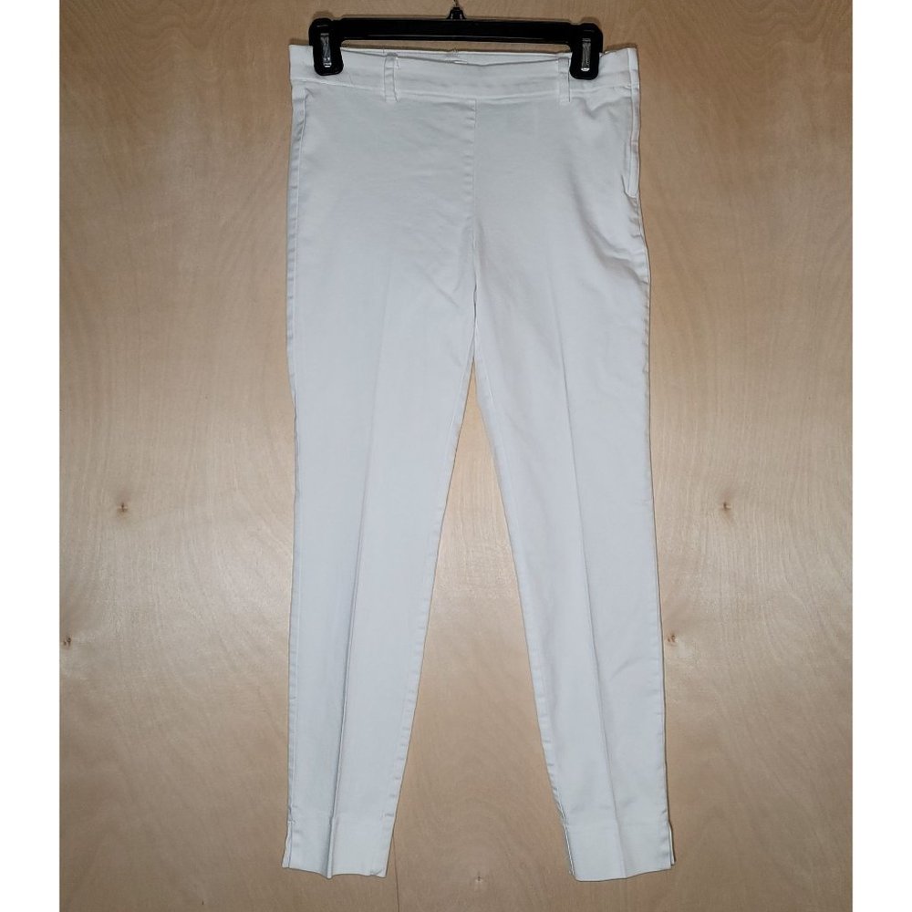H&M White Flat Front High Waist Skinny Leg  Ankle Cropped Pant Women's 6